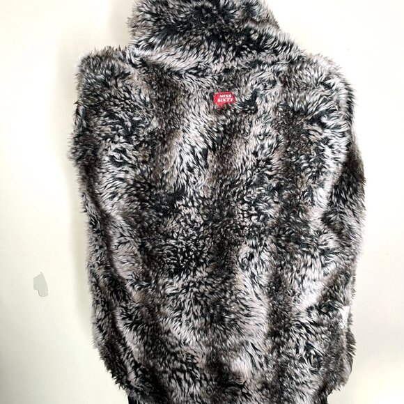 Miss Sixty Faux Fur Lined Sweater Jacket Size Medium Black Gray Wool Thermal S - Picture 3 of 11